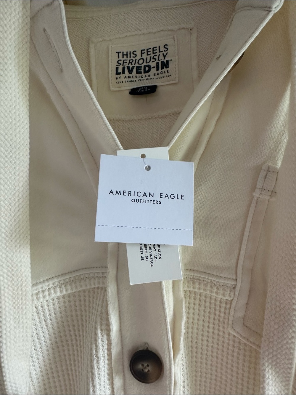 American Eagle Outfitters Cream Hooded Button-Front Jacket - Picture 5 of 5